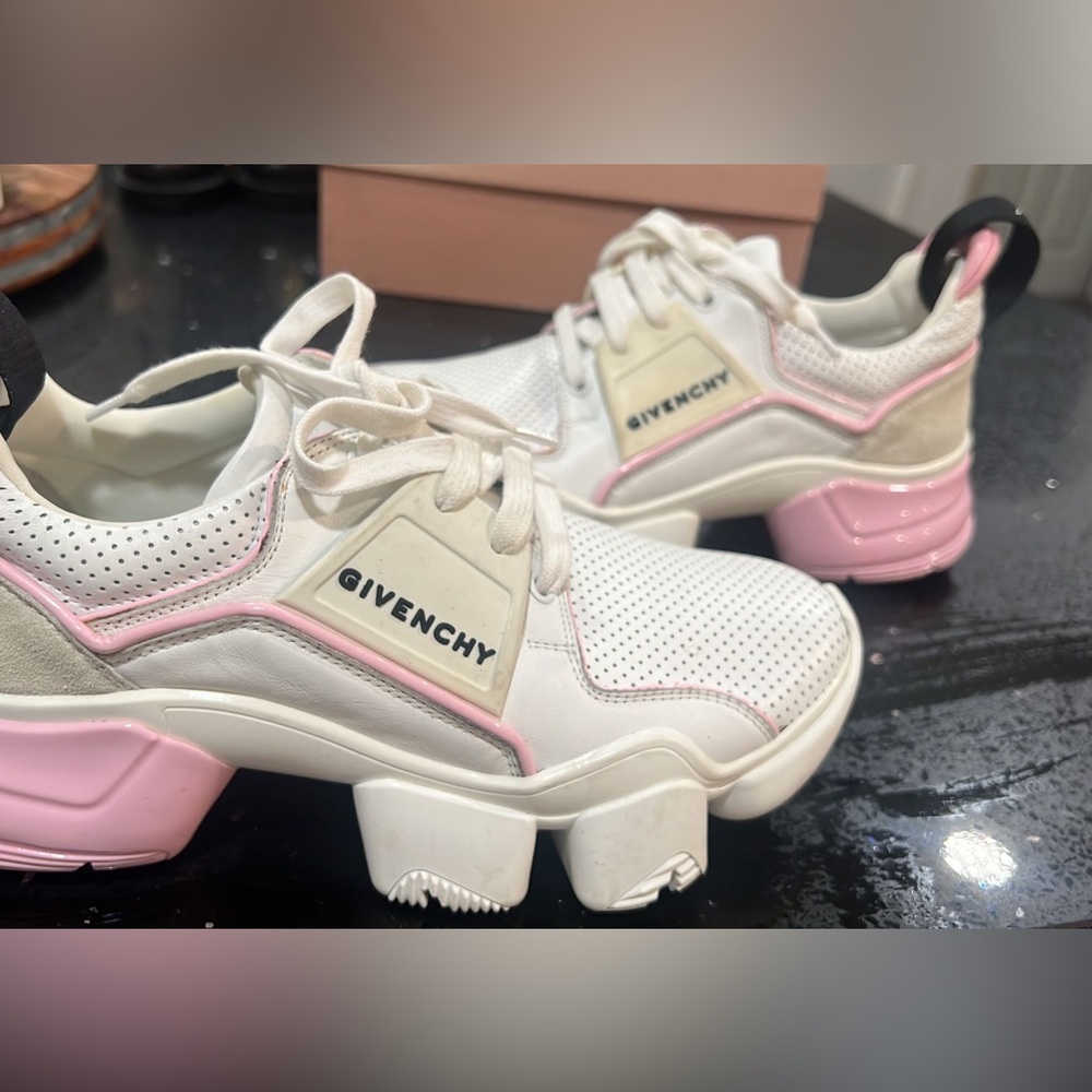 GIVENCHY Women's White Pink Tan Chunky Sneakers Size 39